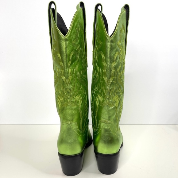 JEFFREY CAMPBELL Free People NEW Dagget Western Boots Metallic Green NEW Size 7 - Picture 10 of 16